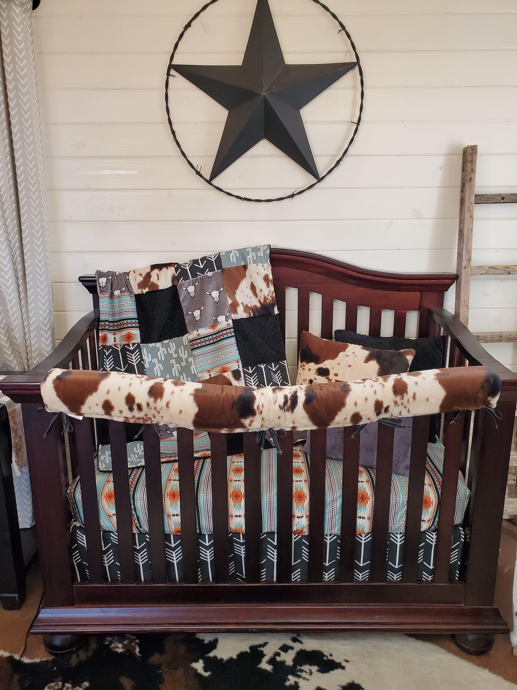 Boy Crib Bedding- Longhorn and Cow Minky Ranch Collection - DBC Baby Bedding Co 