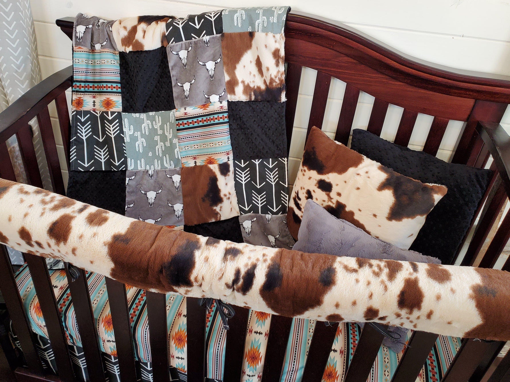 Boy Crib Bedding- Longhorn and Cow Minky Ranch Collection - DBC Baby Bedding Co 