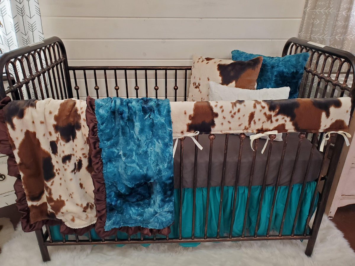 Girl Crib Bedding- Cow Minky Ranch Collection - DBC Baby Bedding Co 
