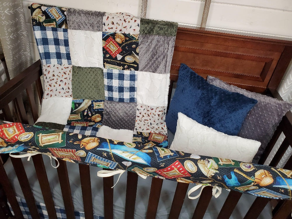 Ready Ship Boy Crib Bedding- Fishing Crib Bedding ollection - DBC Baby Bedding Co 