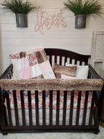 Girl Crib Bedding- Summer Floral, Damask, and Fawn Woodland Collection - DBC Baby Bedding Co 