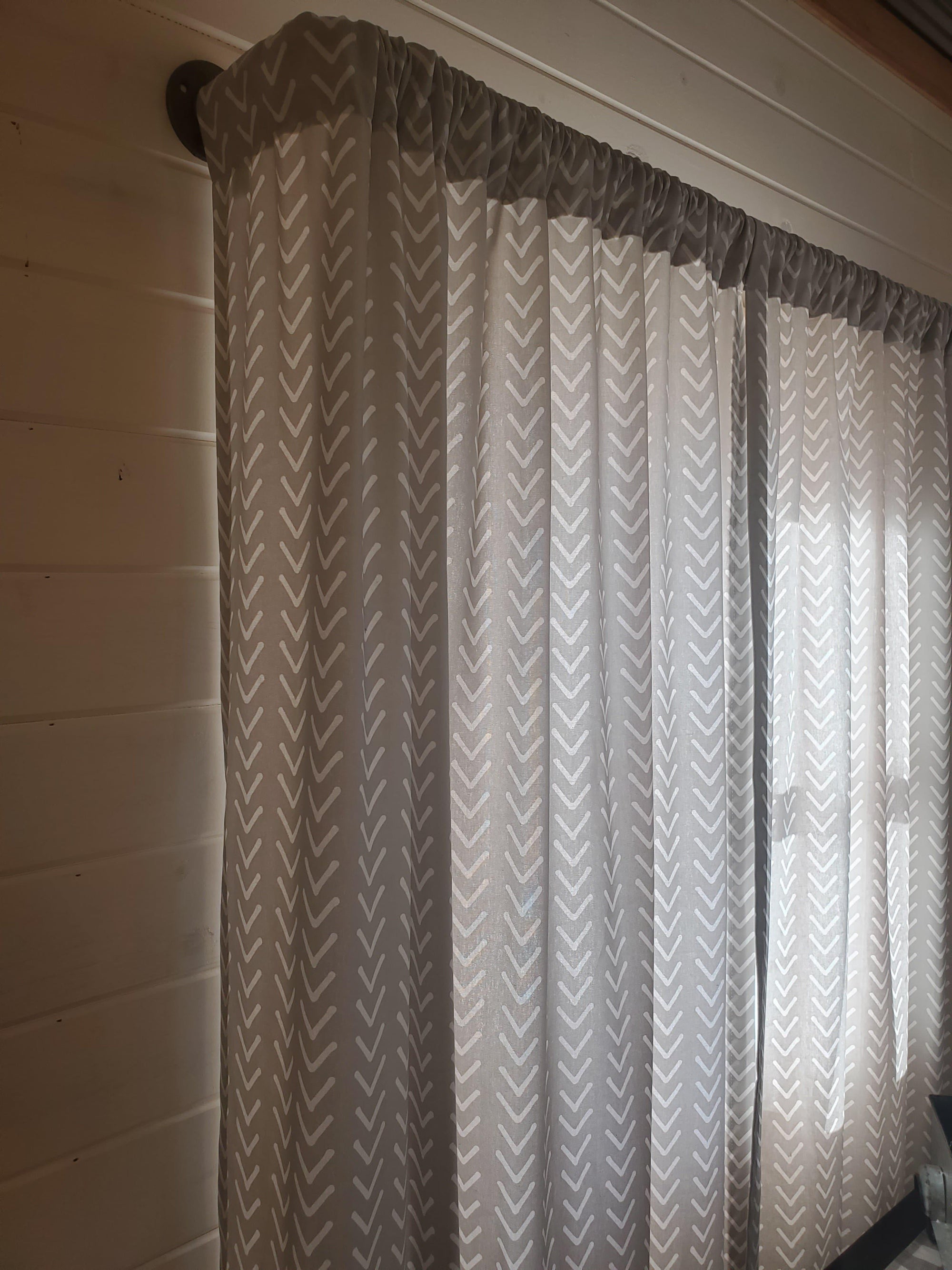 Curtain Panels or Valance - French Gray Arrowhead - DBC Baby Bedding Co 