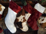 Holiday Decor - Christmas Stocking - Wine Hide Minky and Cow Minky Collection - DBC Baby Bedding Co 