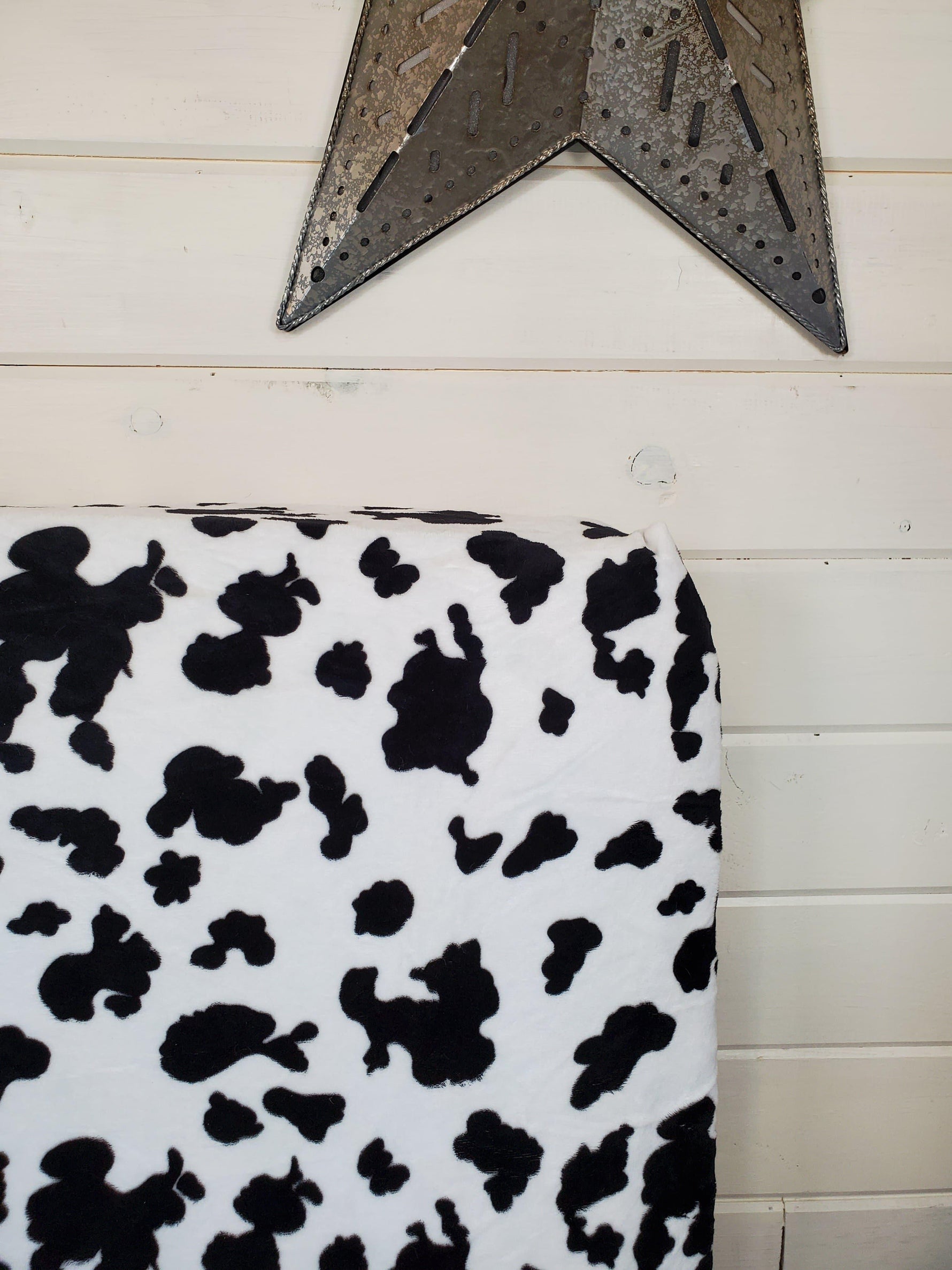 Fitted Sheet - Minky in Black White Cow : All Bed Sizes - DBC Baby Bedding Co 