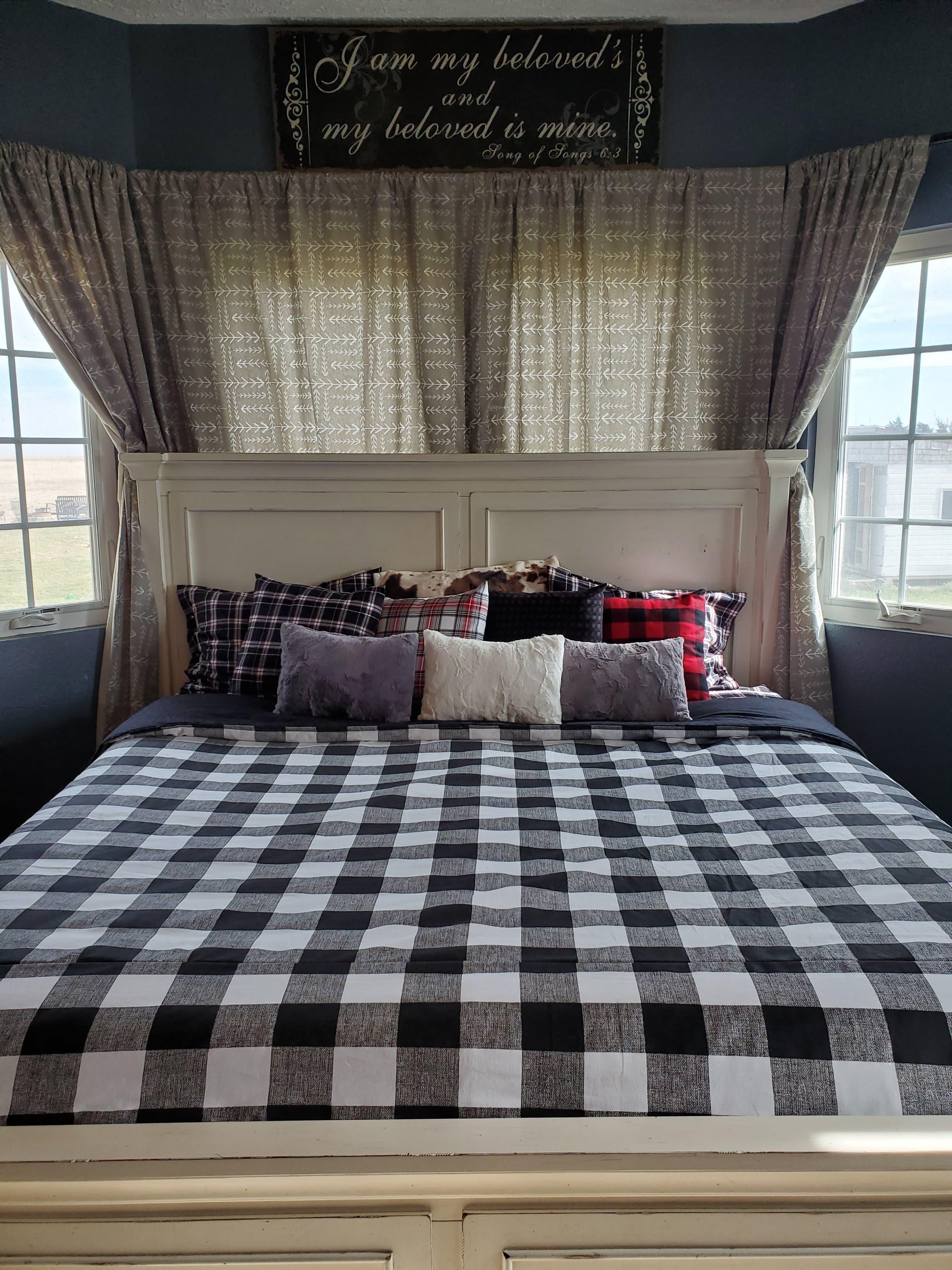 Twin, Full, Queen, or King Comforter - Black Check - DBC Baby Bedding Co 