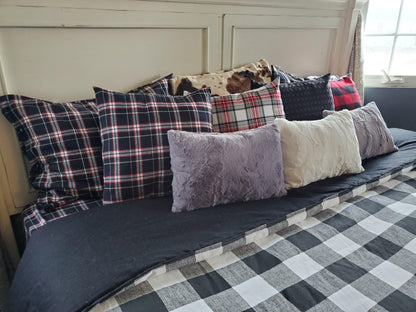 Twin, Full, Queen, or King Comforter - Black Check - DBC Baby Bedding Co 