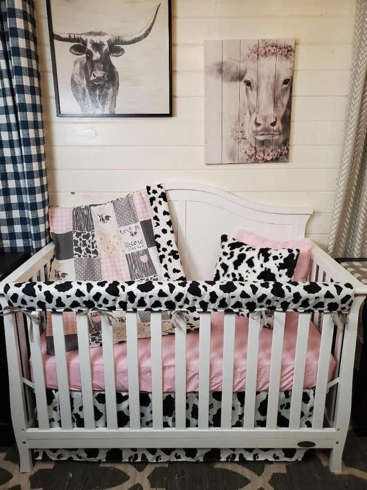 Custom Girl Crib Bedding- Cows Come Home Collection - DBC Baby Bedding Co 