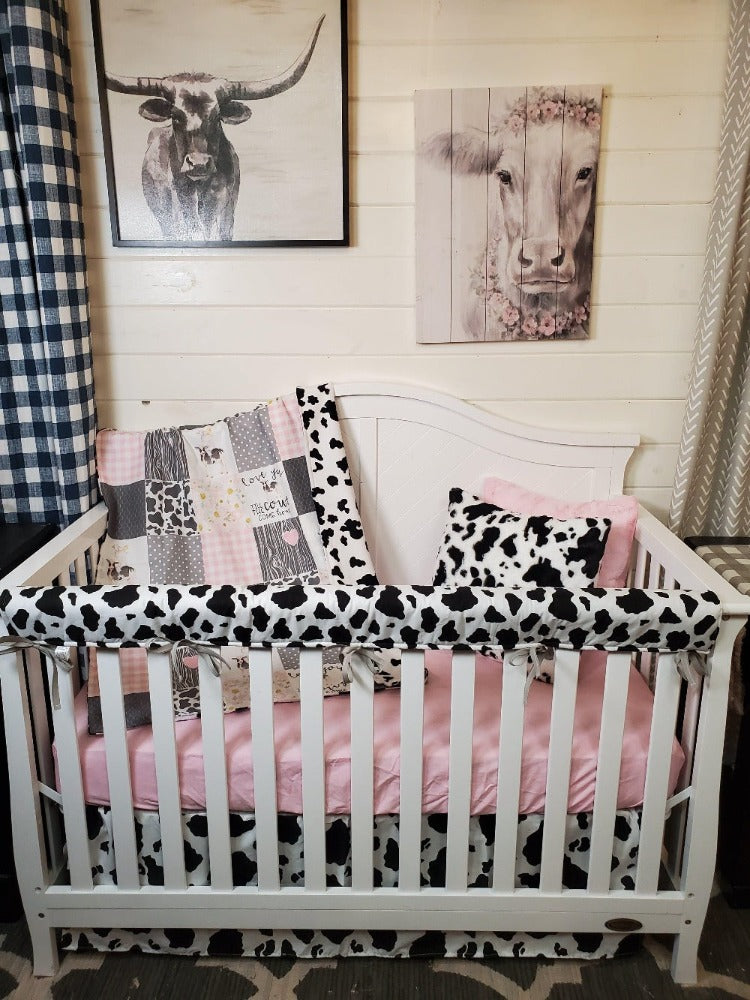 Custom Girl Crib Bedding- Cows Come Home Baby Crib Collection - DBC Baby Bedding Co 