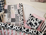 Custom Girl Crib Bedding- Cows Come Home Collection - DBC Baby Bedding Co 