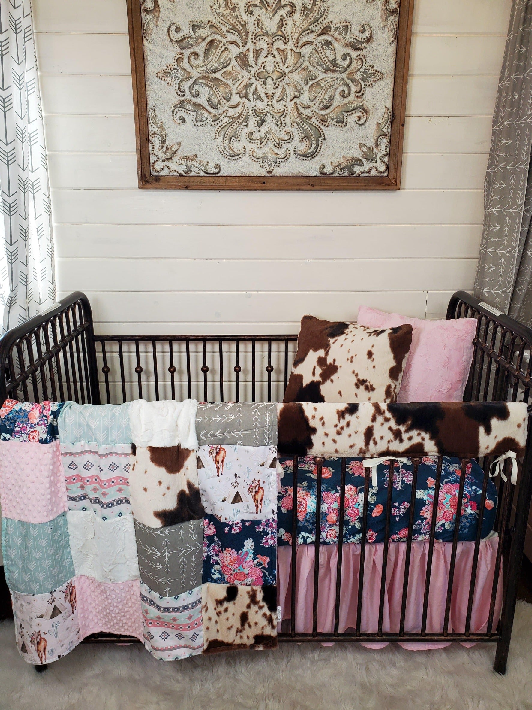 Boho Western Girls Bedding Set, Little 2024 Girls Cowgirl Bedding Set, Boho Cowgirl Toddler Bedding For Girl,