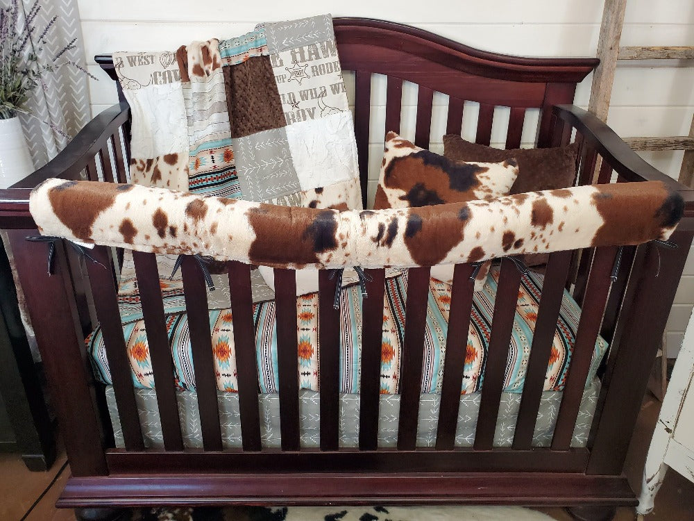 Boy Crib Bedding - Cowboy, Mint Aztec, and Cow Minky Collection - DBC Baby Bedding Co 