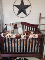 Boy Crib Bedding - Cowboy, Mint Aztec, and Cow Minky Collection - DBC Baby Bedding Co 