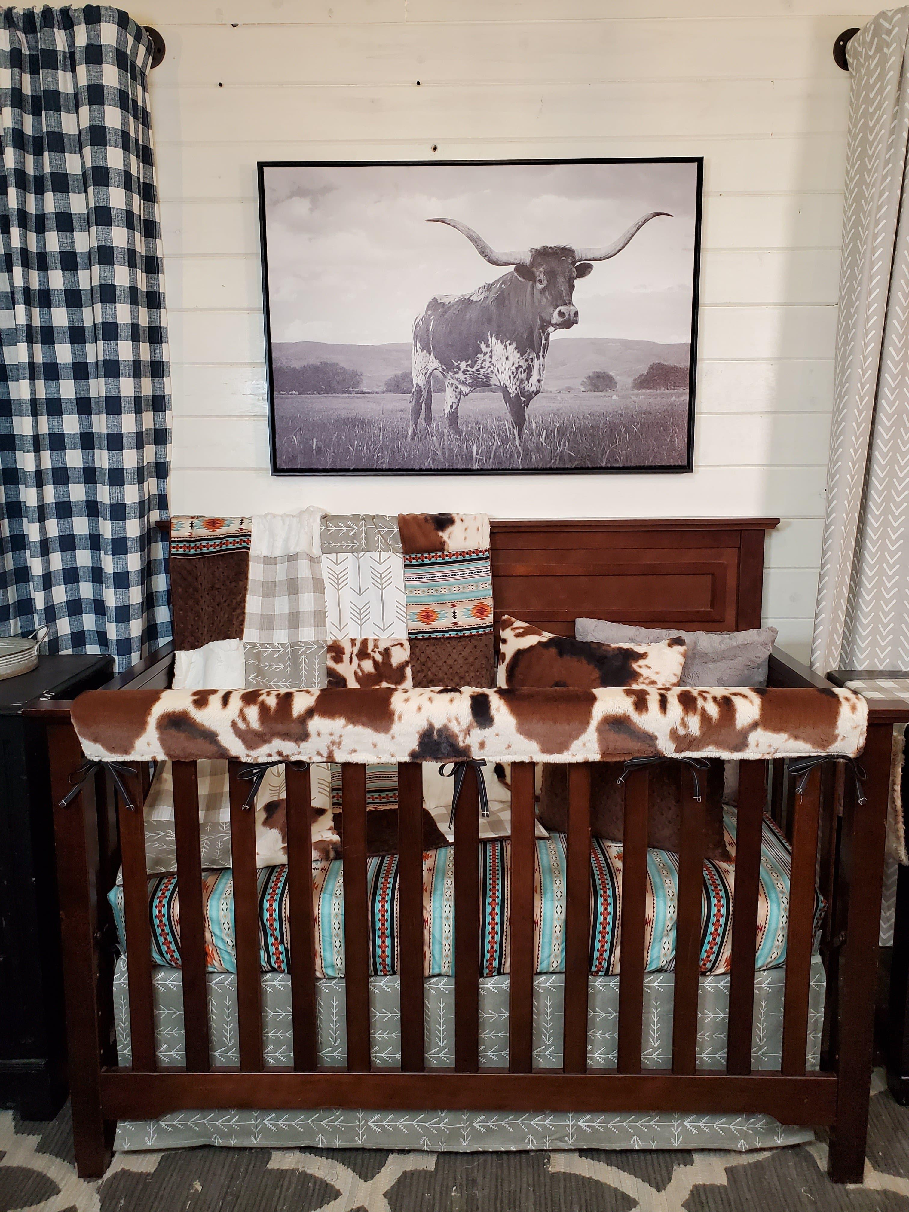 Boy Crib Bedding- Cow Minky Ranch Farm Collection buy