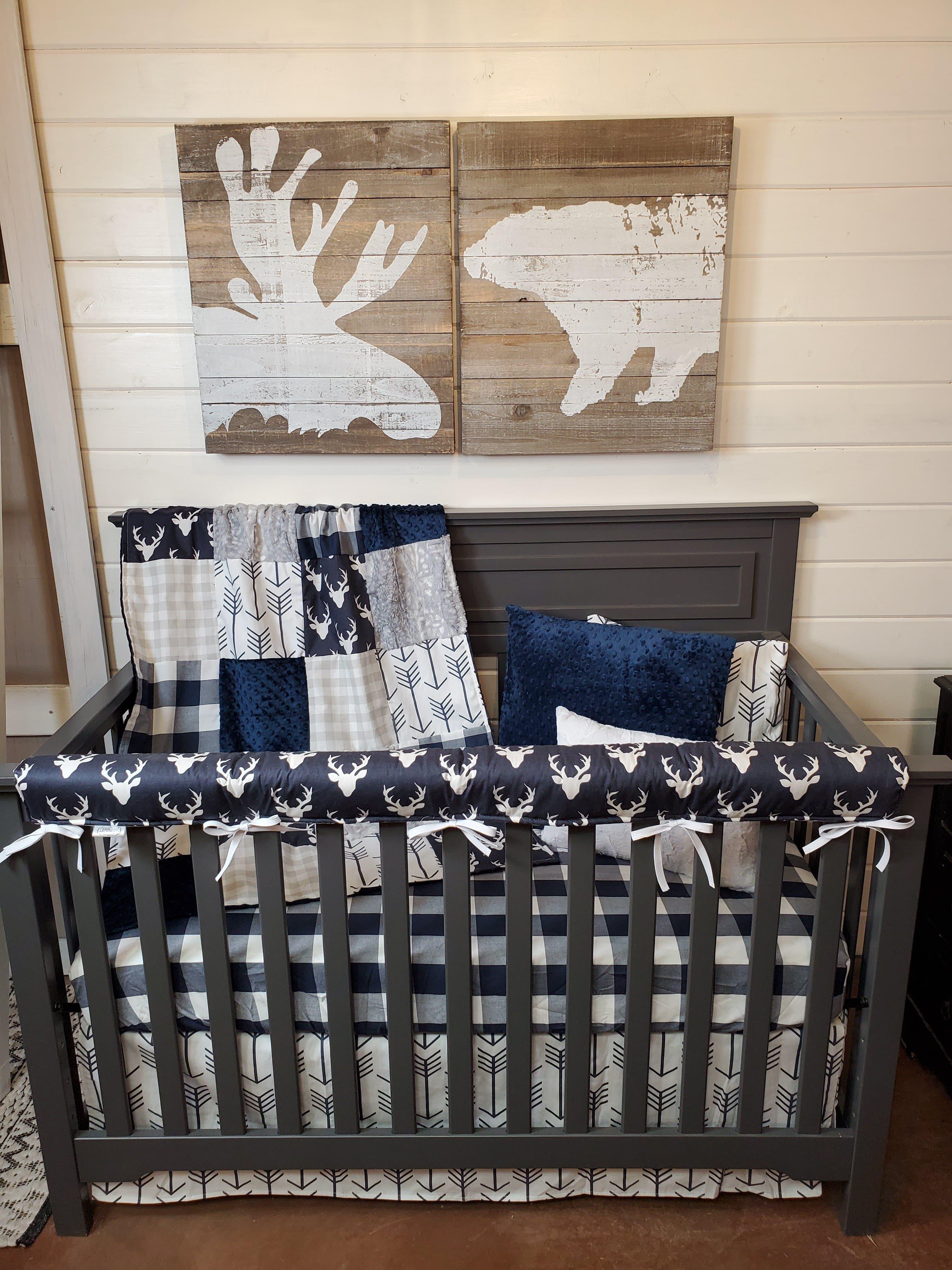 Navy crib bedding set best sale