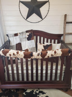 Boy Crib Bedding- Rustic Wood and Cow Minky Ranch Collection - DBC Baby Bedding Co 