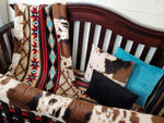 Ready Ship Boy Crib Bedding- Aztec Minky and Cow Minky Ranch Collection - DBC Baby Bedding Co 