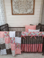 Girl Crib Bedding- Summer Floral and Cheetah Minky Collection - DBC Baby Bedding Co 