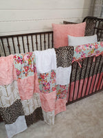 Girl Crib Bedding- Summer Floral and Cheetah Minky Collection - DBC Baby Bedding Co 