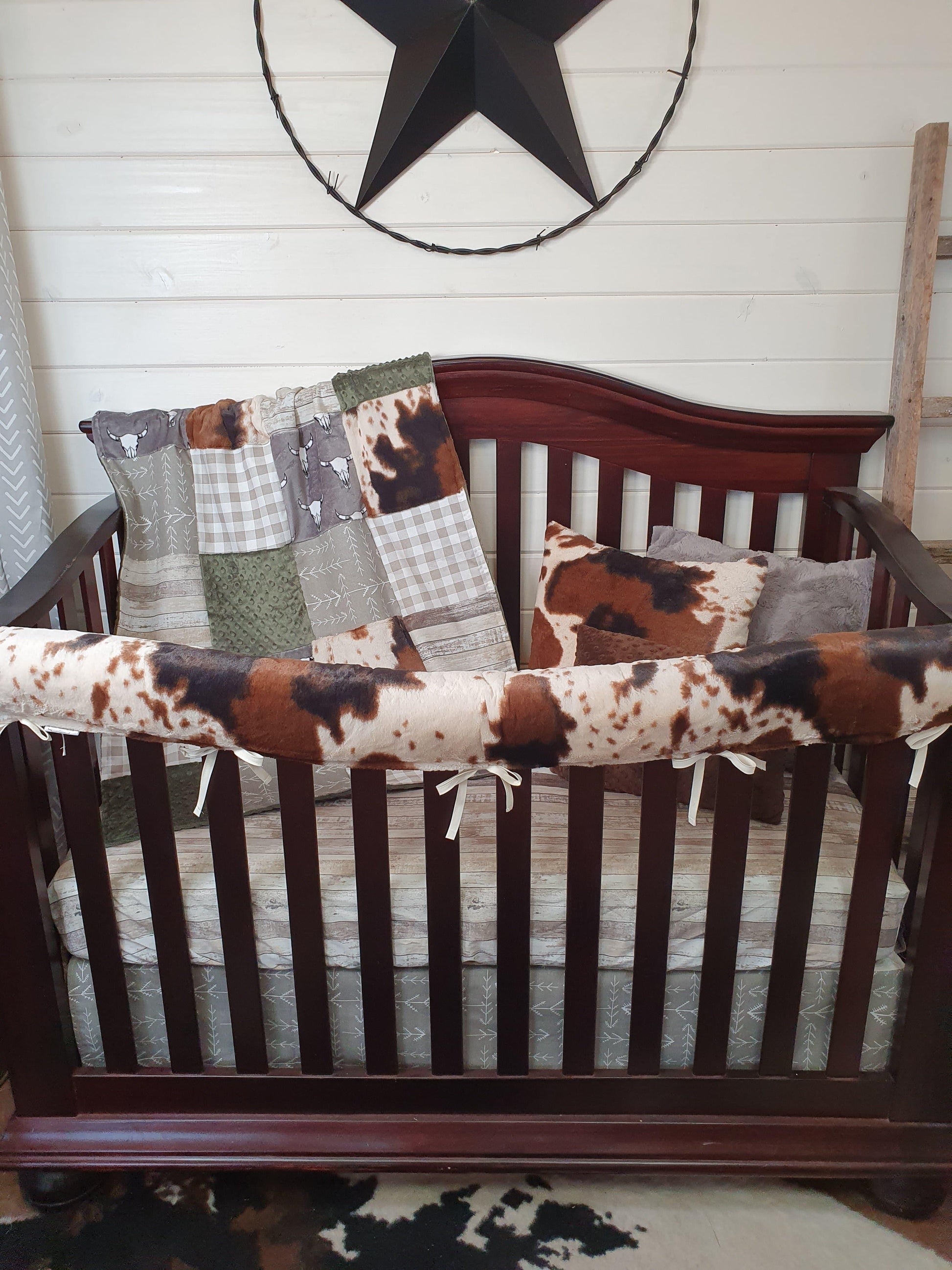 New Release Boy Crib Bedding- Steer and Cow Minky Ranch Collection - DBC Baby Bedding Co 