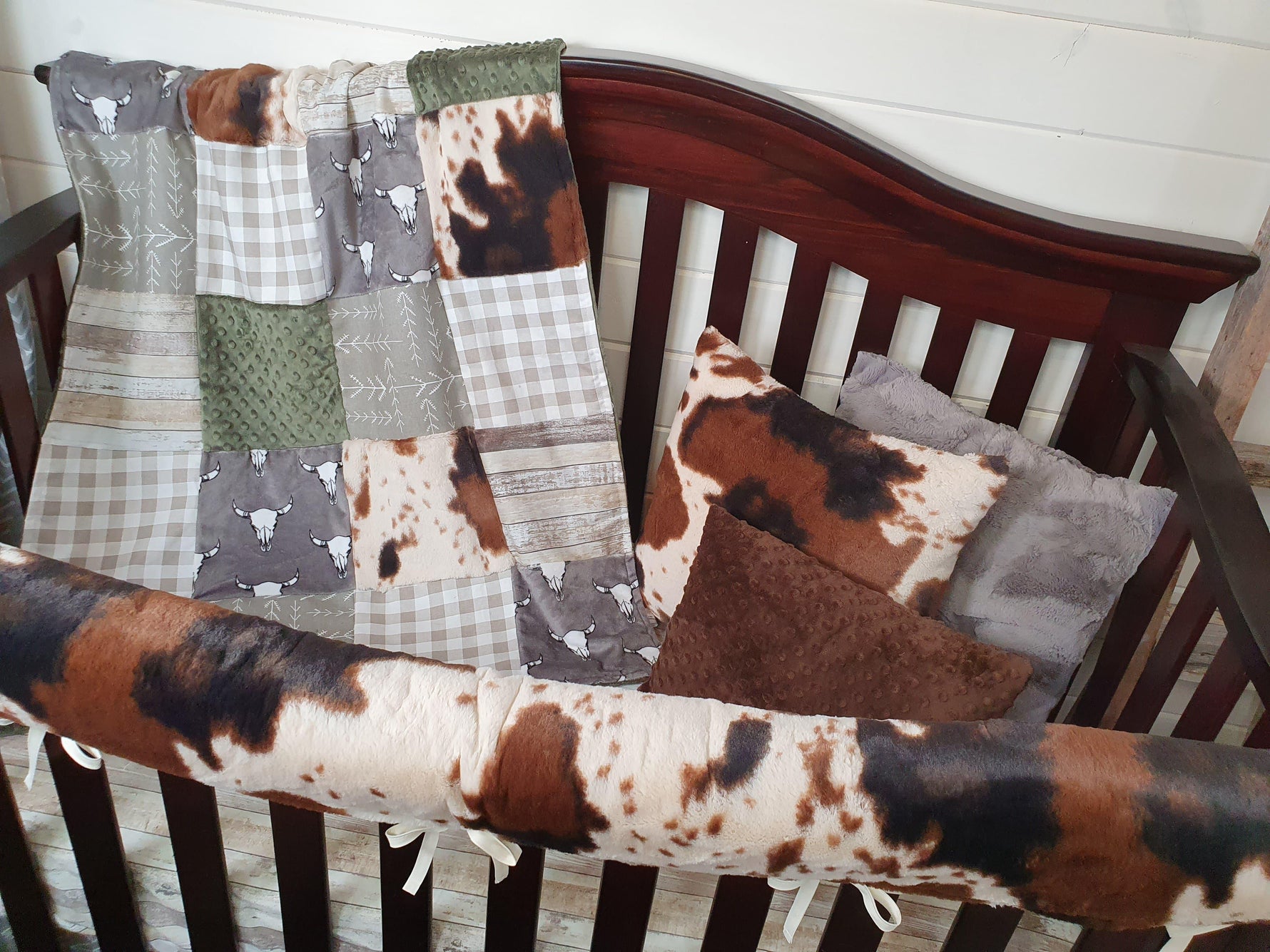 New Release Boy Crib Bedding- Steer and Cow Minky Ranch Collection - DBC Baby Bedding Co 