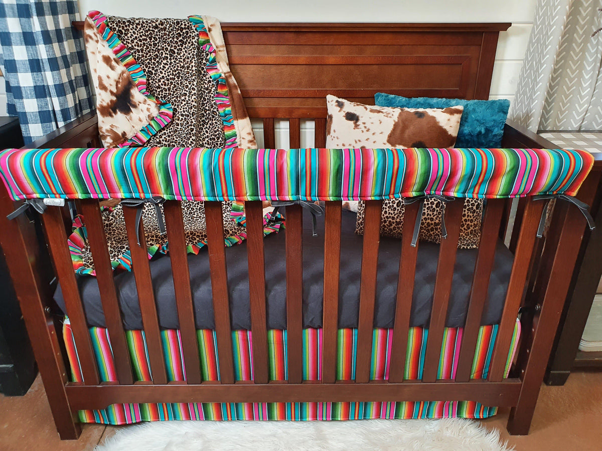 Girl Crib Bedding- Serape, Cow Minky, and Cheetah Minky Collection - DBC Baby Bedding Co 