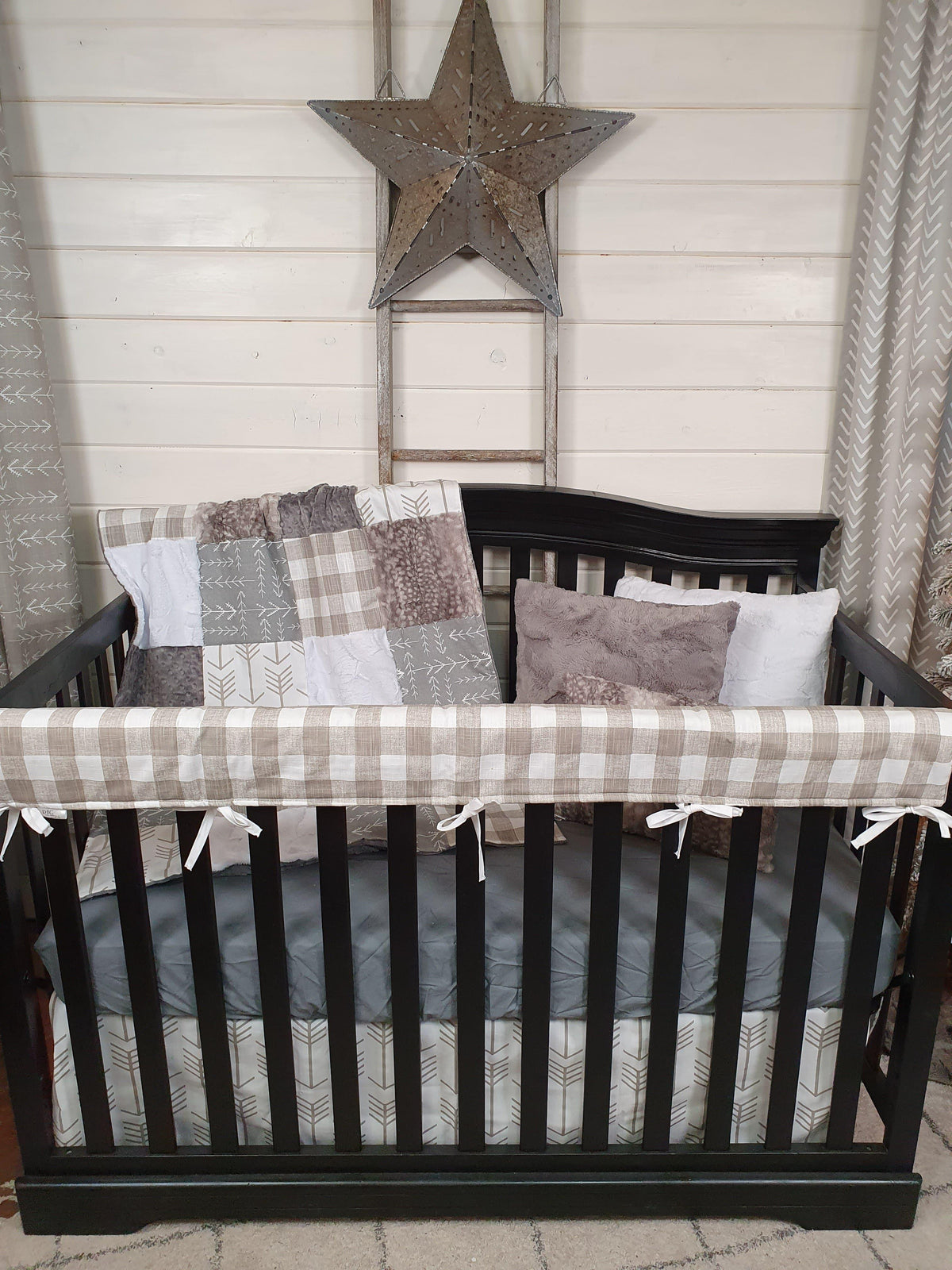 Ready Ship Neutral Crib Bedding- Arrow and Metal Fawn Farm Collection - DBC Baby Bedding Co 