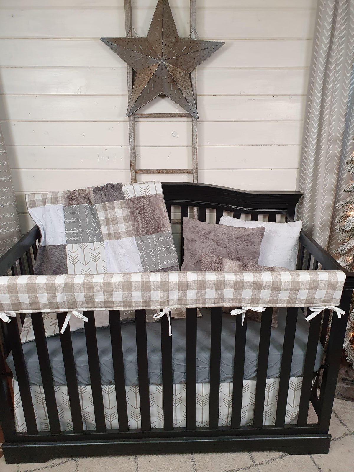 Ready Ship Neutral Crib Bedding- Arrow and Metal Fawn Farm Collection - DBC Baby Bedding Co 