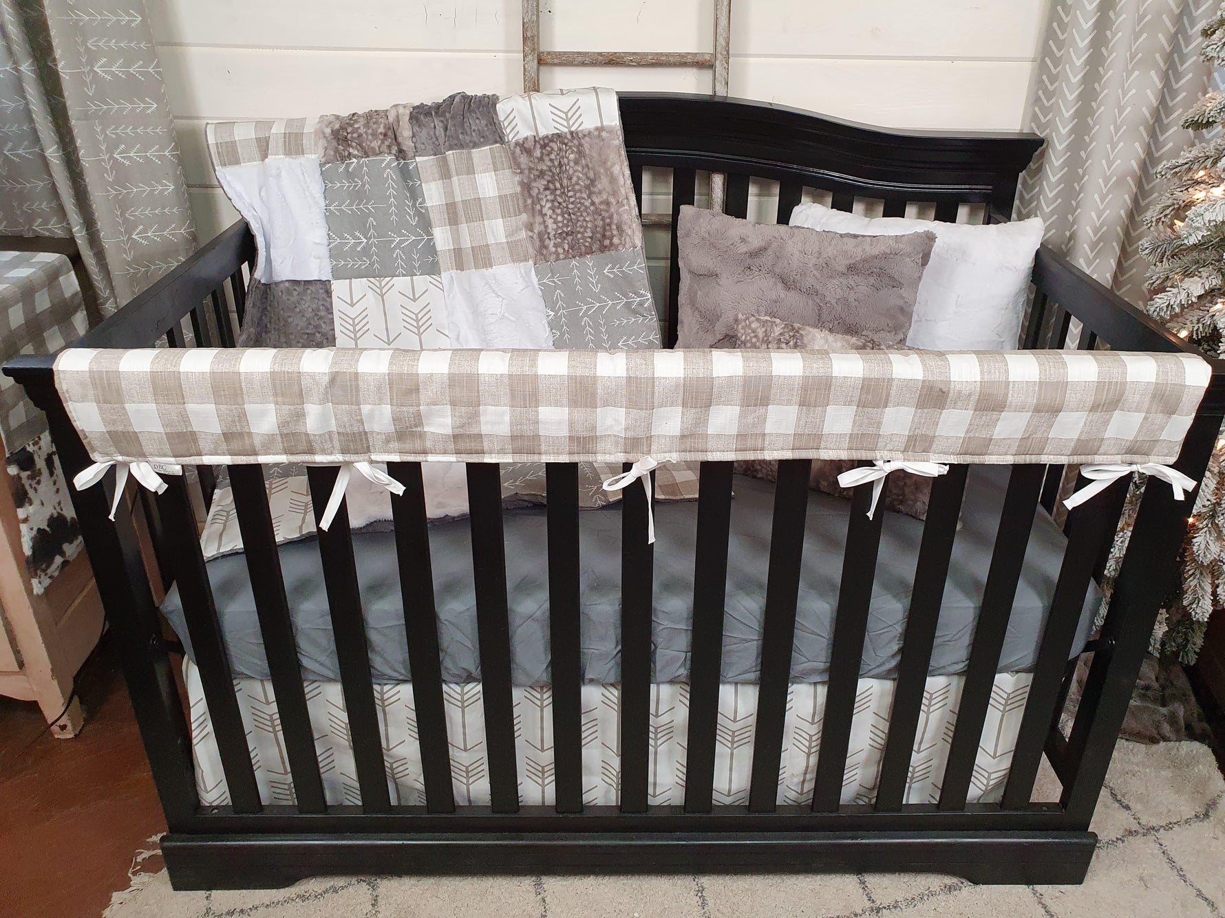 Ready Ship Neutral Crib Bedding- Arrow and Metal Fawn Farm Collection - DBC Baby Bedding Co 