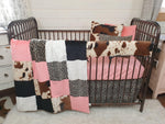 Girl Crib Bedding- Cheetah Minky and Cow Minky Collection - DBC Baby Bedding Co 