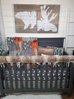 Boy Crib Bedding- Buck, Camo Jupiter Minky Woodland Crib BeddingCollection - DBC Baby Bedding Co 