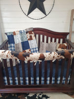 Boy Crib Bedding- Cactus and Cow Minky Ranch Collection - DBC Baby Bedding Co 