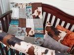 Cowboy, Teal Aztec, Cow Minky Western Nursery 2