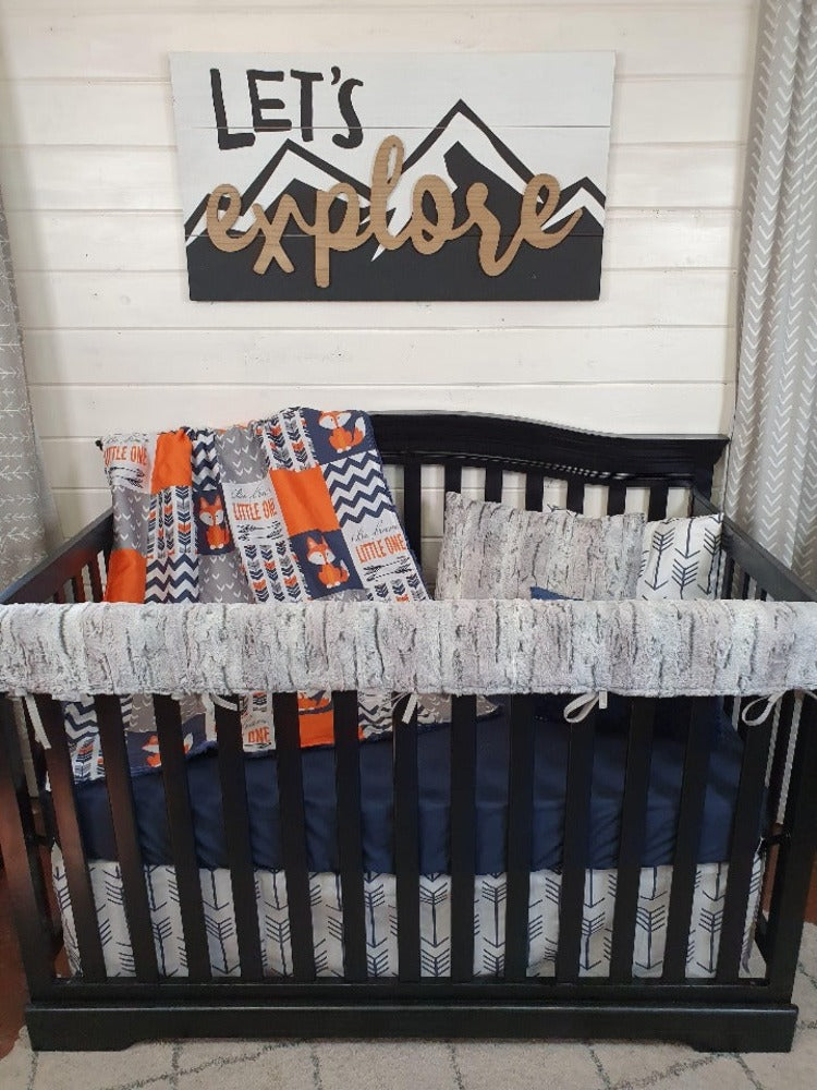 Custom Boy Crib Bedding - Be Brave Little One Fox Collection - DBC Baby Bedding Co 