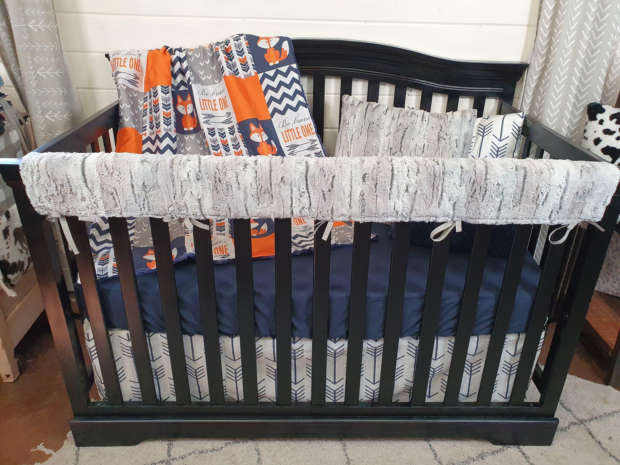 Custom Boy Crib Bedding - Be Brave Little One Fox Collection - DBC Baby Bedding Co 
