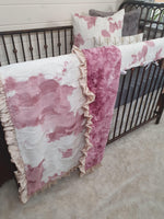 Ready to Ship Girl Crib Bedding- Rose Calf Minky Ranch Collection - DBC Baby Bedding Co 