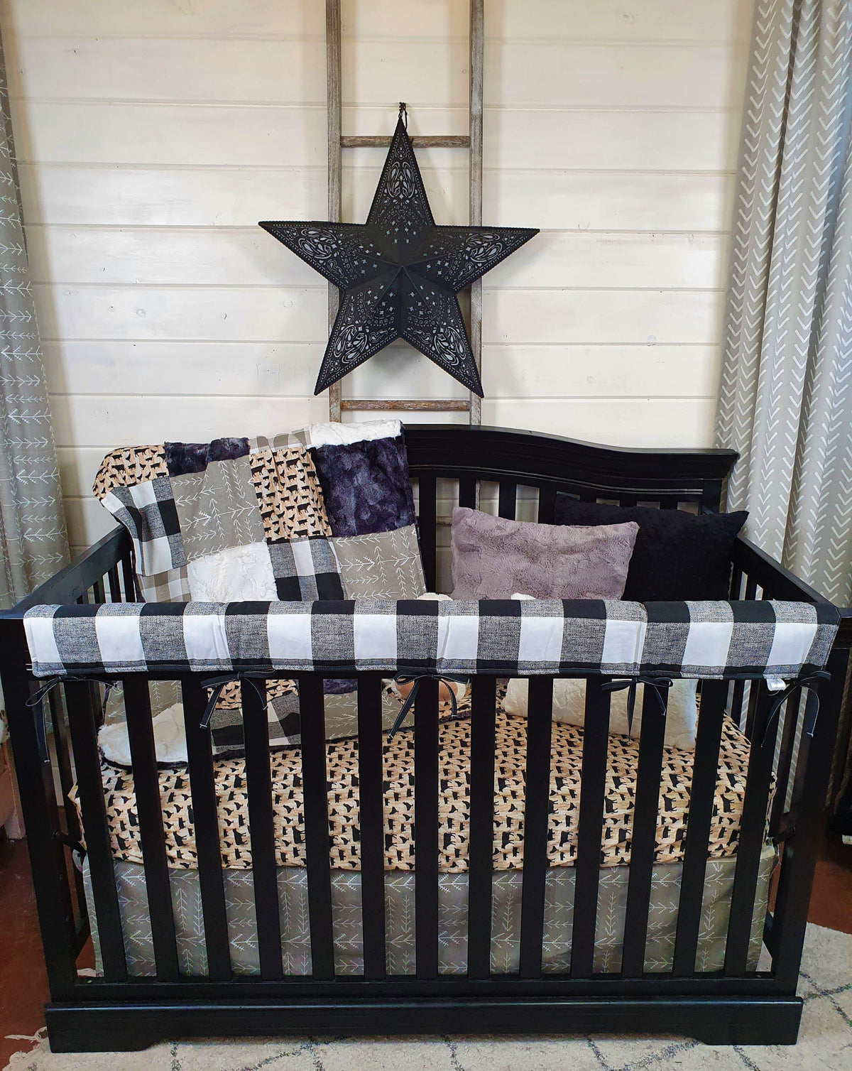 Boy Crib Bedding - Farm Animal and Black Check Collection - DBC Baby Bedding Co