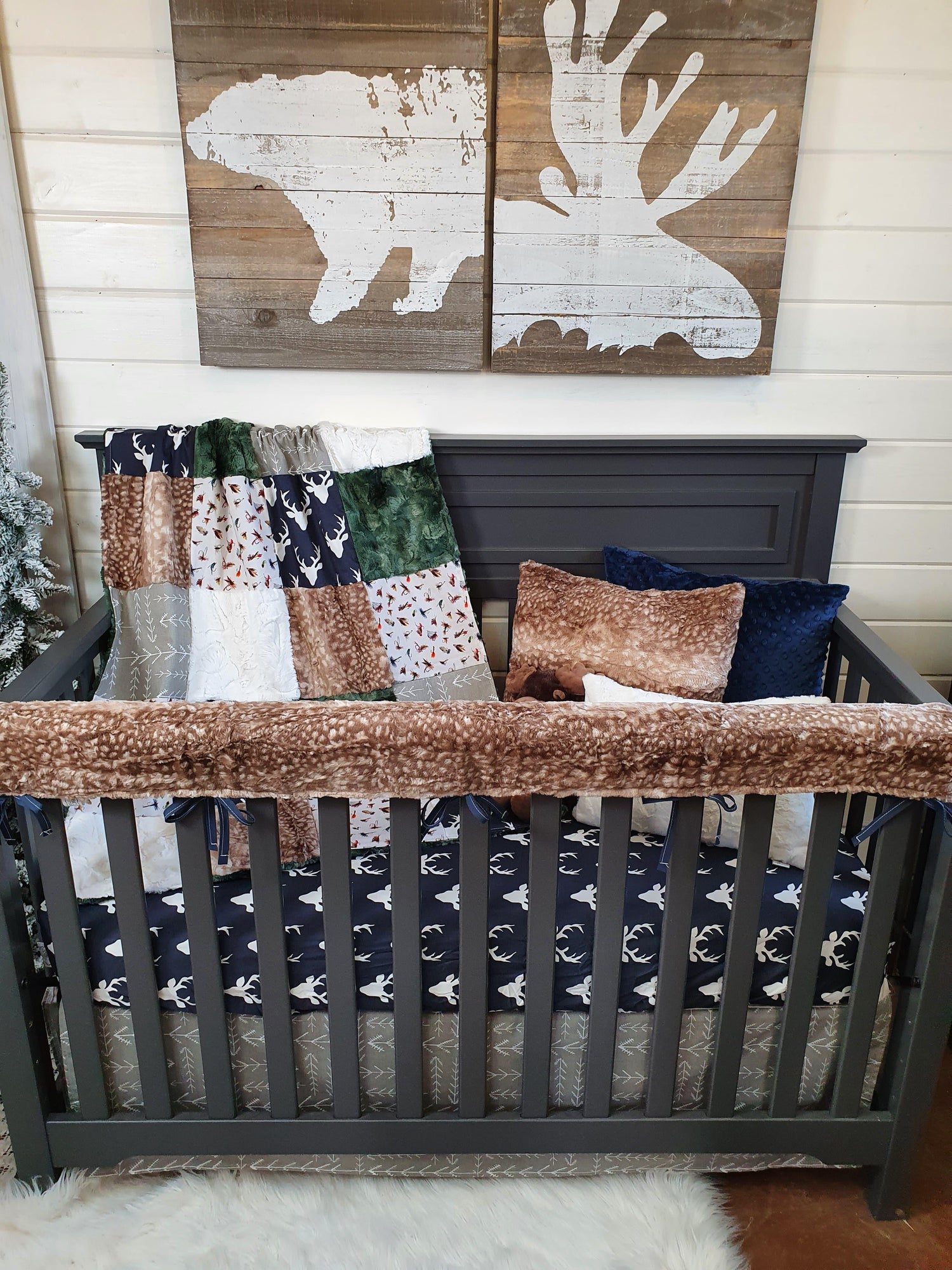 Boy Crib Bedding - Buck and Fishing Woodland Baby Bedding Collection - DBC Baby Bedding Co 