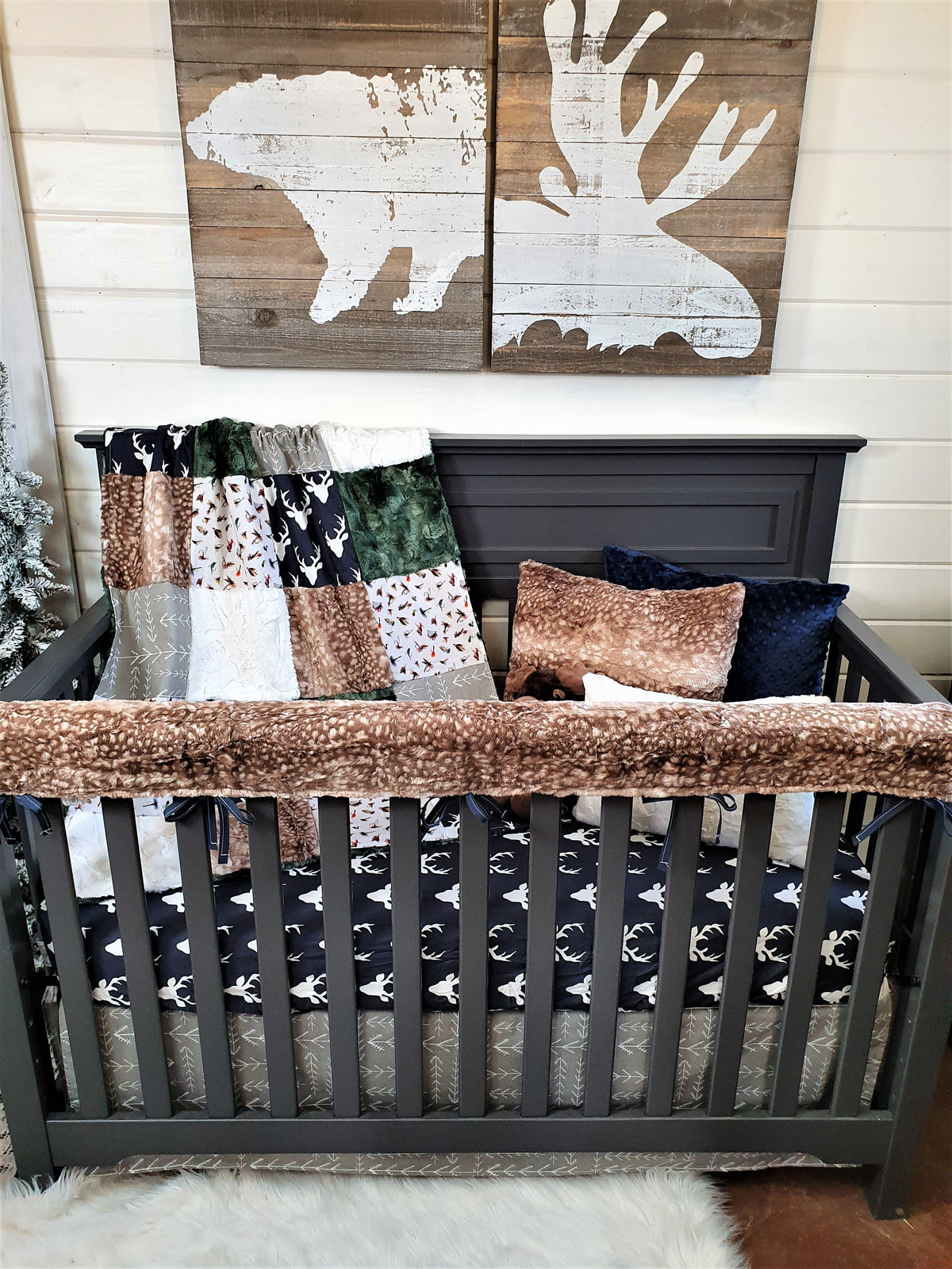Boy Crib Bedding - Buck and Fishing Woodland Baby Bedding Collection - DBC Baby Bedding Co