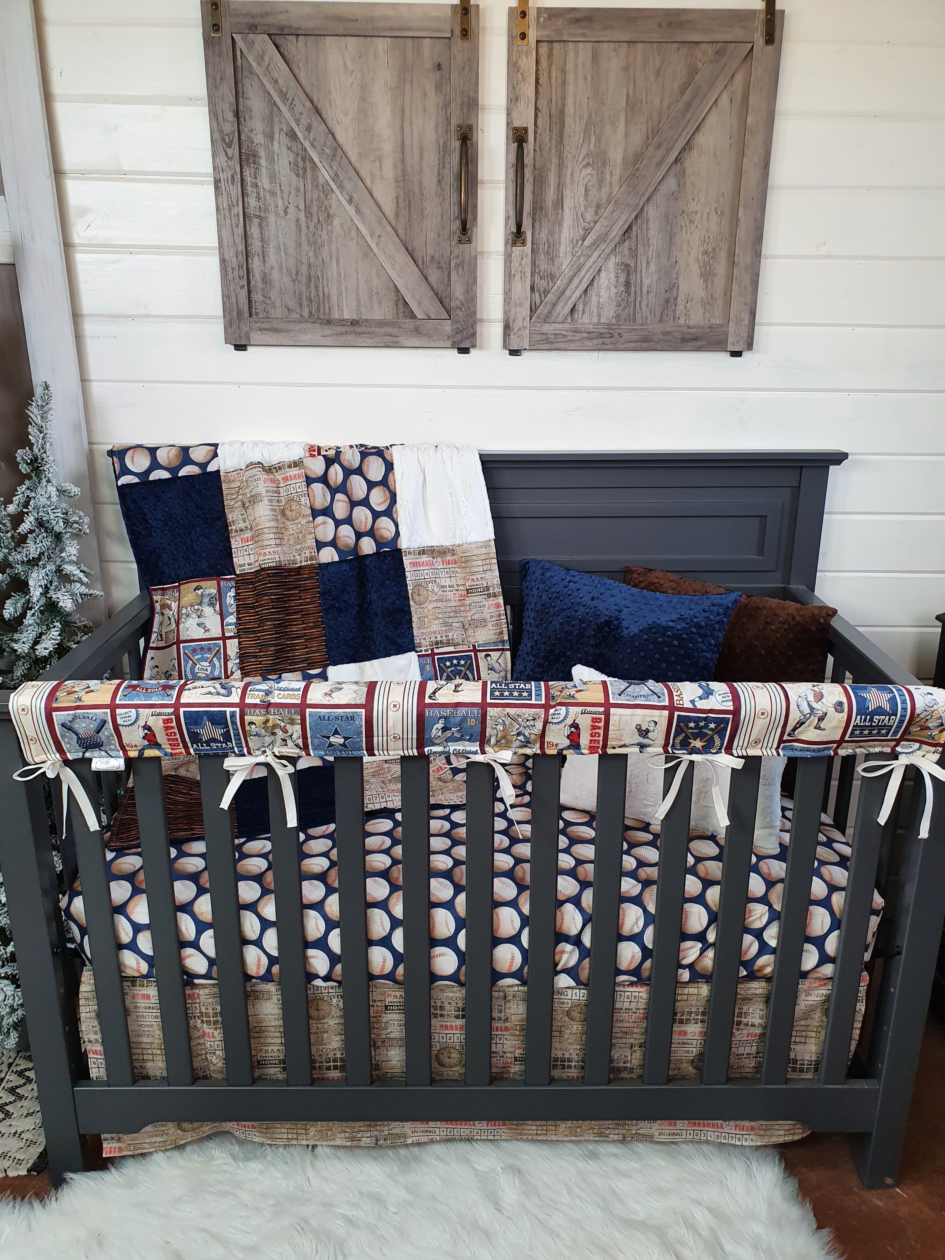 Vintage Baseball Crib hot Bedding, Vintage Baseball Nursery, Baseball Crib Bedding Set, Sports Baby Blanket, Baseball Crib Sheet, Crib Sheets