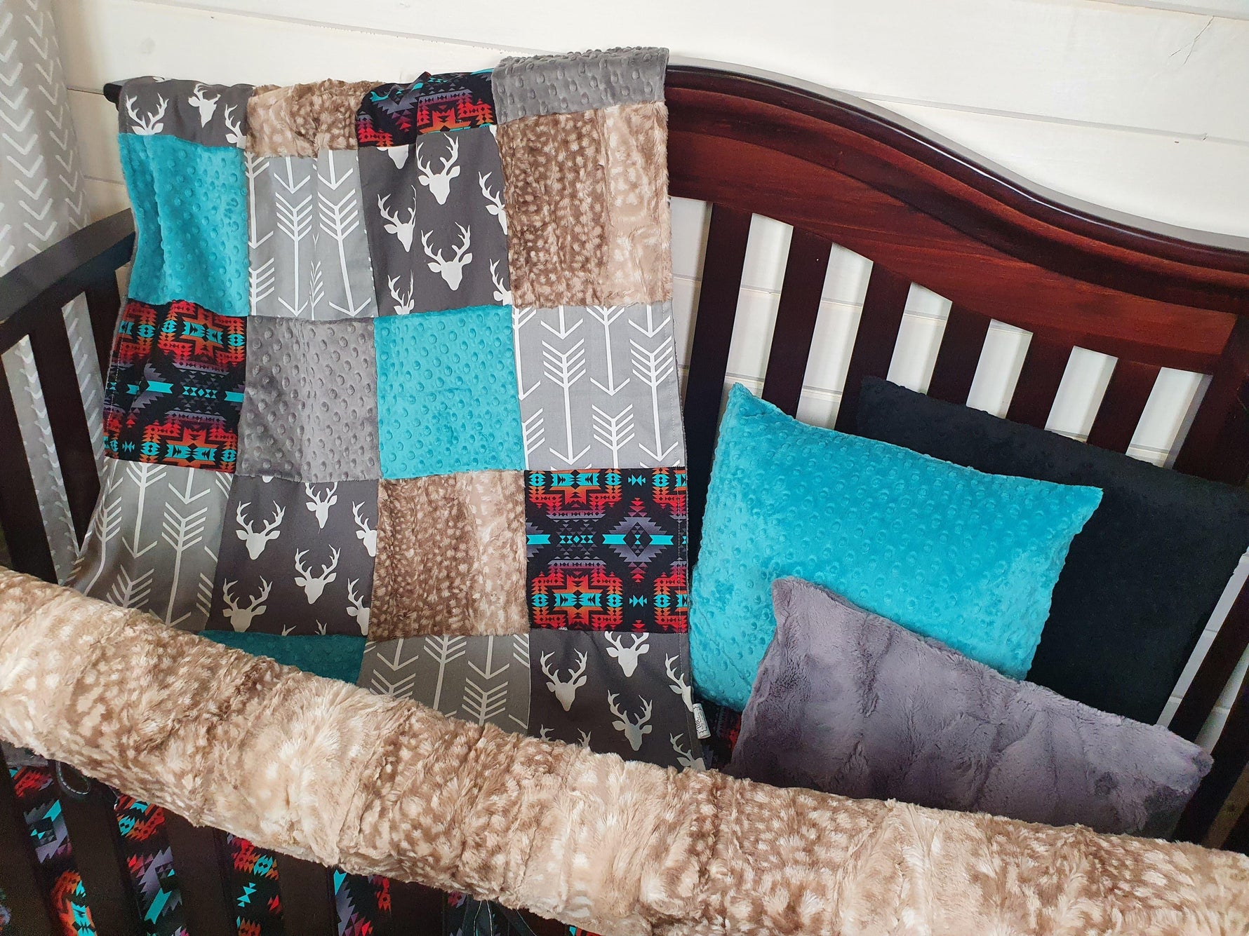 Boy Crib Bedding - Buck and Aztec Woodland Baby Bedding Collection - DBC Baby Bedding Co 