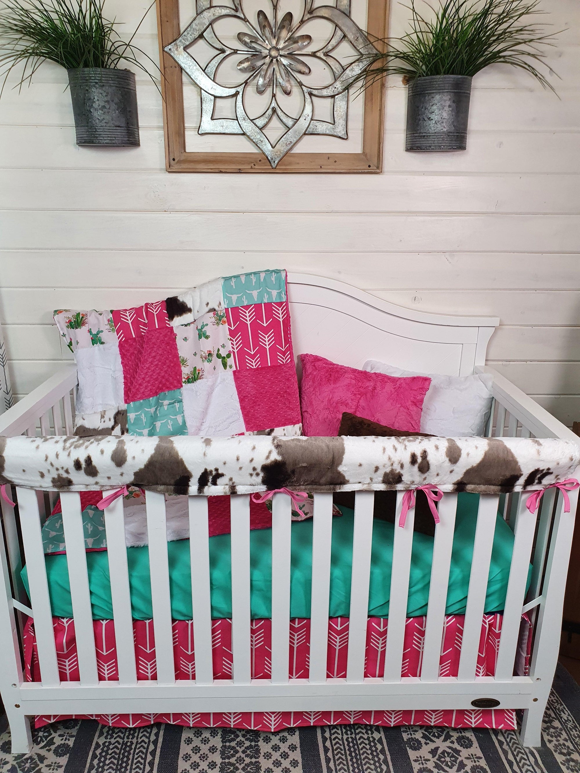 Girl Crib Bedding - Floral Cactus Nursery Collection - DBC Baby Bedding Co 