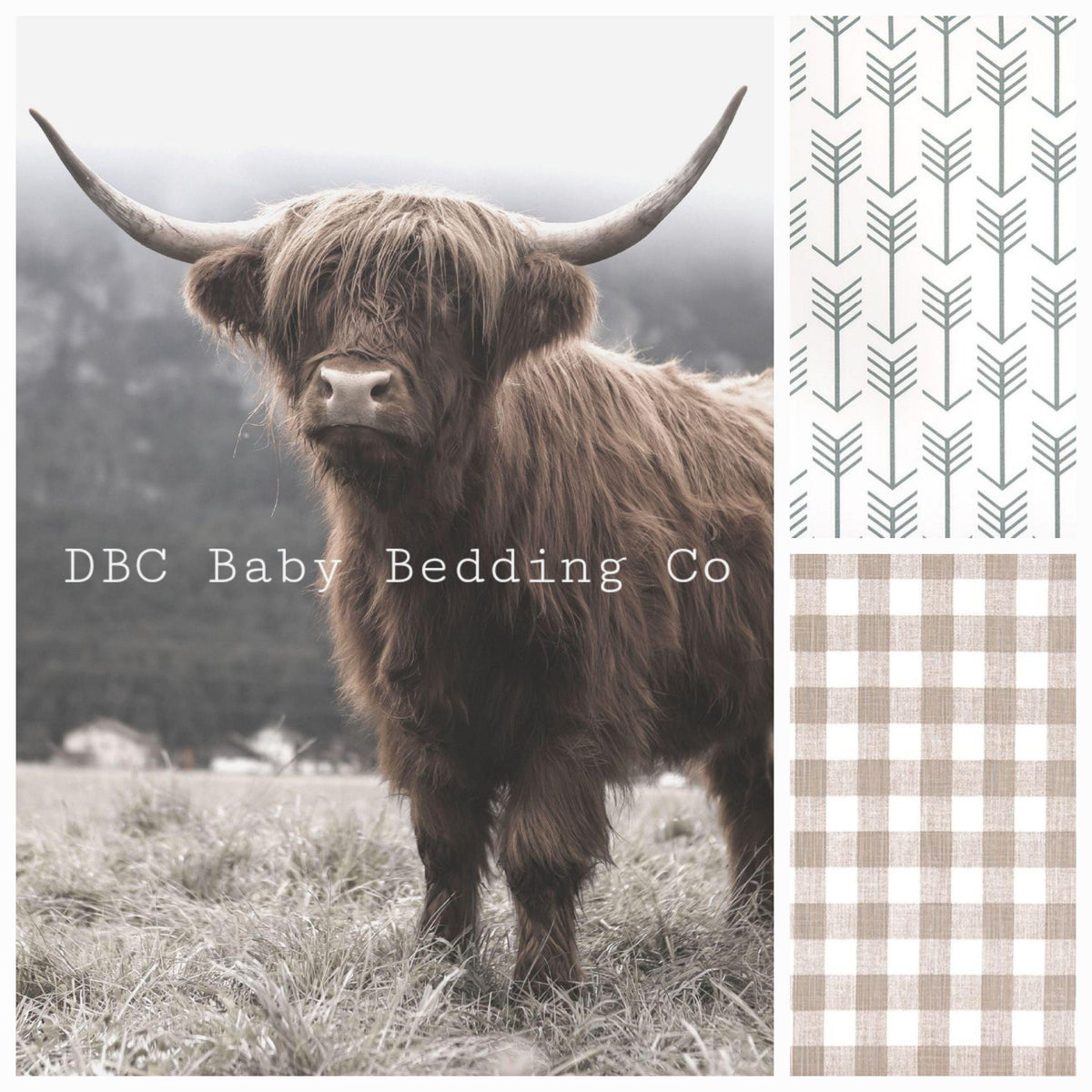 Custom Boy Crib Bedding- Highland Cow Ranch Collection - DBC Baby Bedding Co 