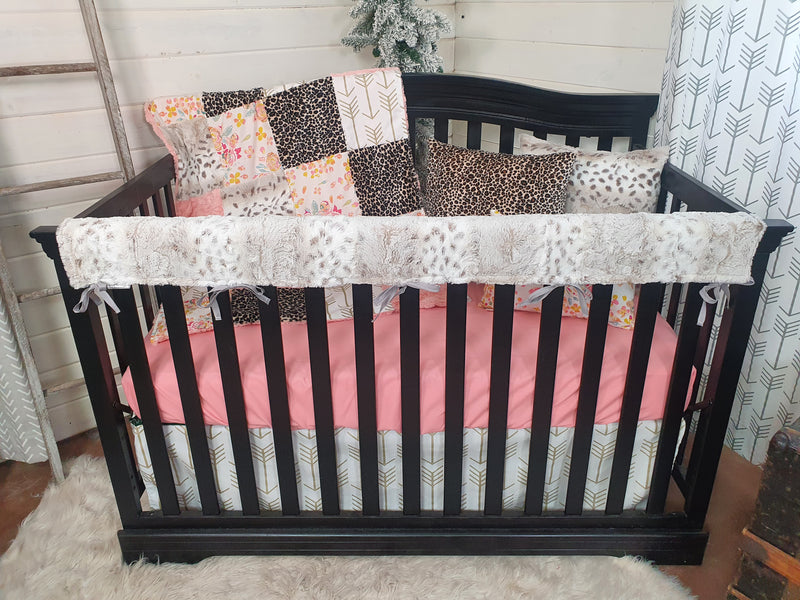 2 Day Ship Girl Crib Bedding - Floral and Cheetah Minky Baby Bedding - DBC Baby Bedding Co 