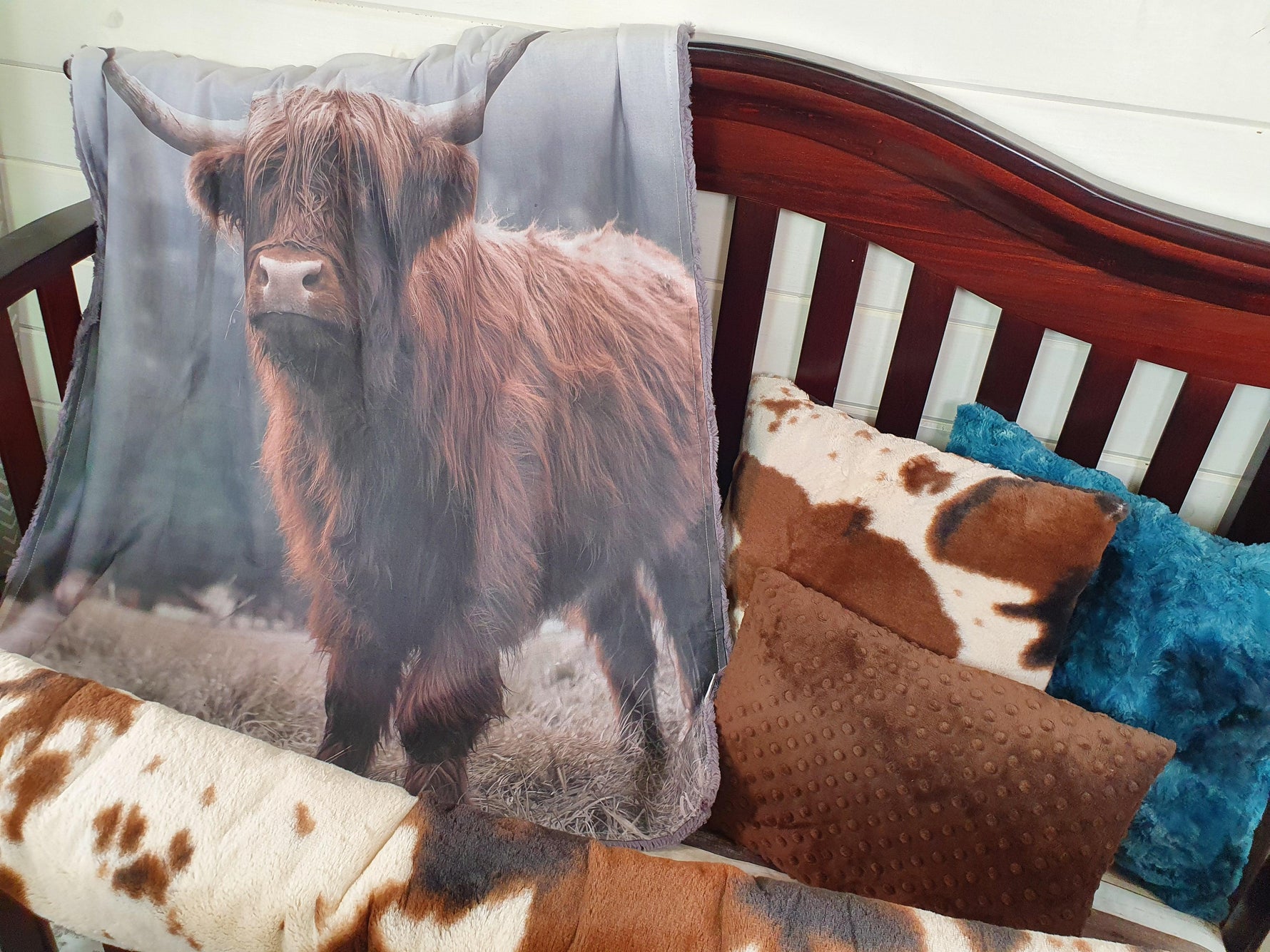 New Release Boy Crib Bedding - Highland Cow and Cow Minky Nursery Collection - DBC Baby Bedding Co 