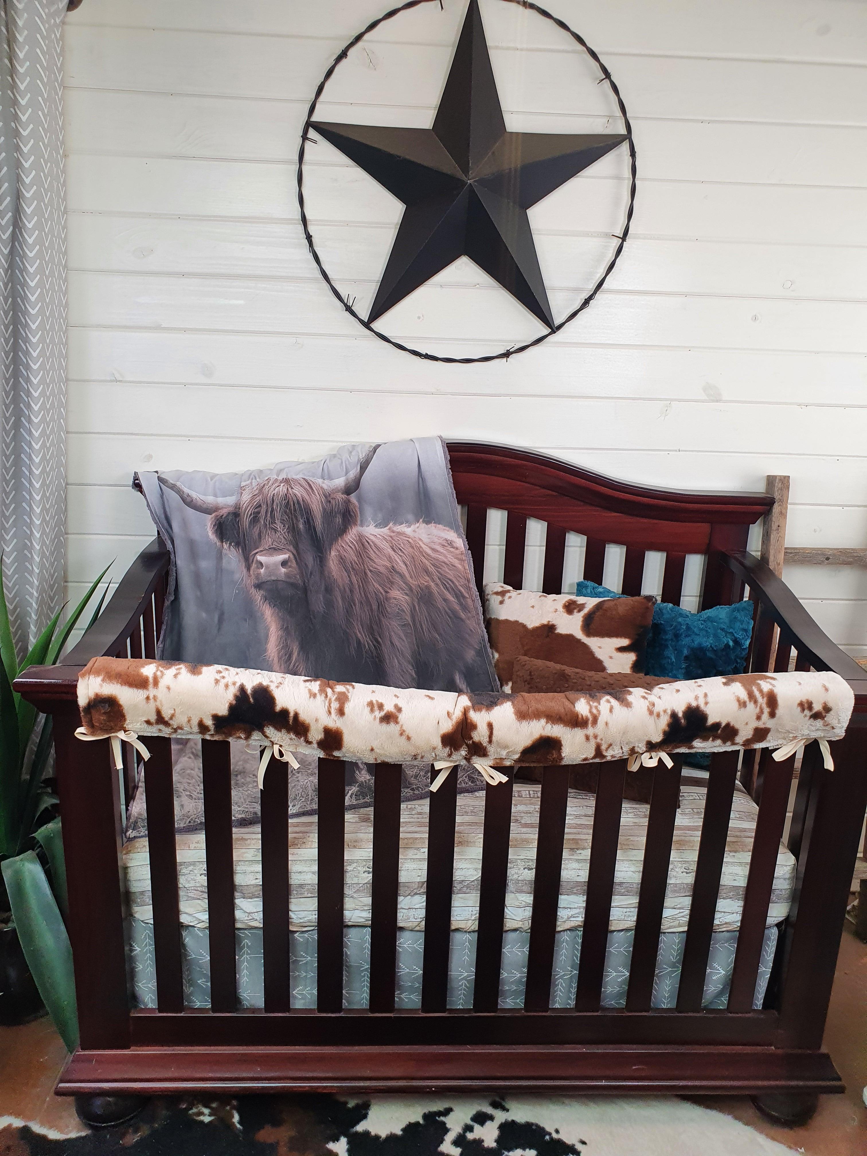 Custom Boy Crib Bedding Highland Cow and Cow Minky Baby Bedding Coll DBC Baby Bedding Co