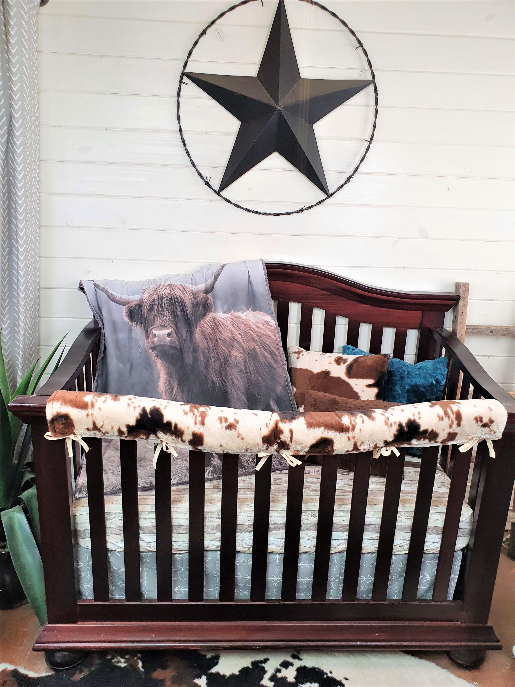 New Release Boy Crib Bedding - Highland Cow and Cow Minky Nursery Collection - DBC Baby Bedding Co