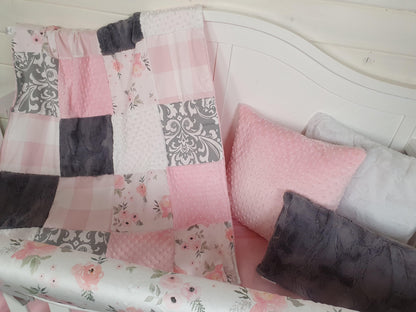 New Release Girl Crib Bedding- Elegant Rose Baby Bedding Collection - DBC Baby Bedding Co 