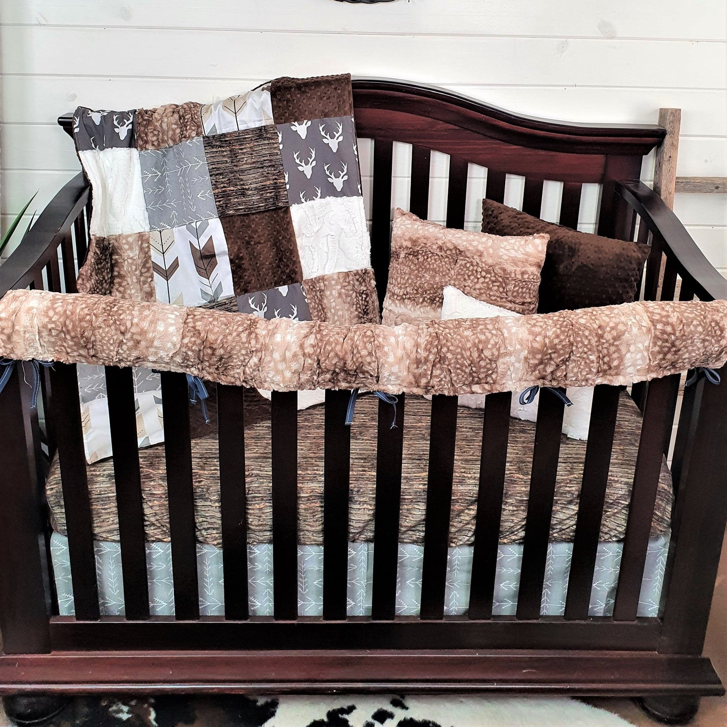 New Release Boy Crib Bedding - Buck and Rustic Wood - DBC Baby Bedding Co