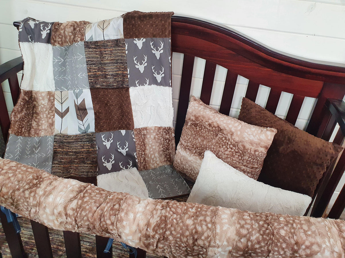 New Release Boy Crib Bedding - Buck and Rustic Wood - DBC Baby Bedding Co 