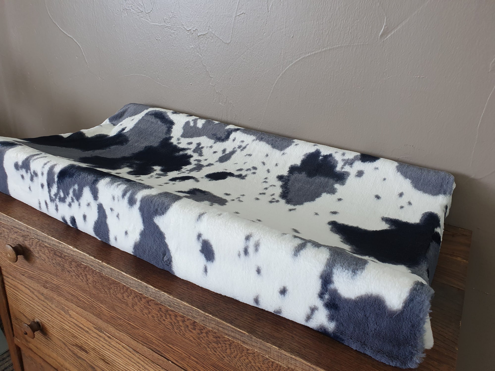 Changing Pad Cover - Minky in Storm Cow - DBC Baby Bedding Co 